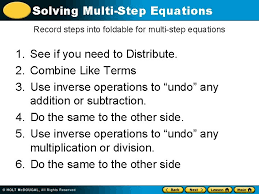 solving multistep equations warm up
