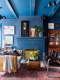 Also loving the dark wood floors! 17 Distinctive Ways To Decorate With Blue Walls In Every Shade Better Homes Gardens