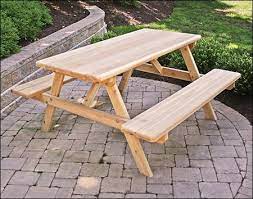 Red Cedar Picnic Table W Attached Benches