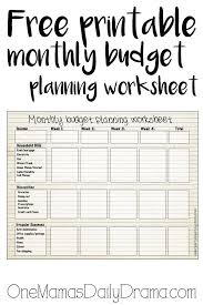 Printable Monthly Budget Worksheet Budgeting Worksheets