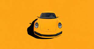 4k minimalist yellow car wallpaper