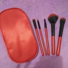 avon 5pc brush set with pouch beauty