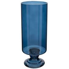 blue cylinder glass candle holder