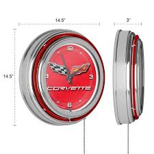 Trademark 14 In Red Corvette C6 Neon Wall Clock
