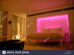 Bedroom With Colour Mood Lighting In St Martins Hotel St Martins Lane Stock Photo Alamy