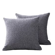set of 2 gray linen sofa cushions