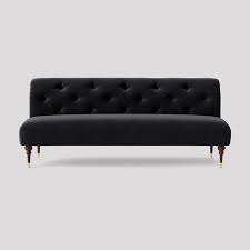 scroll back sofa black velvet juno hire