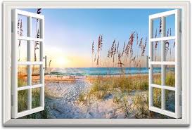 Window Canvas Beach Wall Art Fake Ocean