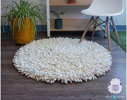 fluffy white felt rug felt and yarn