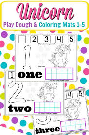 Younger kids can learn their numbers and colors. Unicorn Play Dough Mat Coloring Page Numbers 1 5 Real And Quirky
