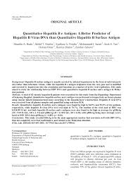 Department of public health & safety health policy & strategy sector. Pdf Quantitative Hepatitis B E Antigen A Better Predictor Of Hepatitis B Virus Dna Than Quantitative Hepatitis B Surface Antigen