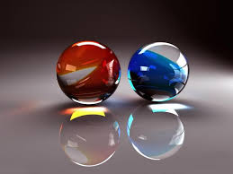 3d Two Balls From Glass Red And Blue