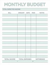 Budget Spreadsheet Monthly Printable Household Template