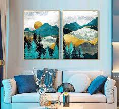 Set Of 2 Wall Art Abstract Paintings