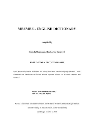 Mbembe English Dictionary Roger Blench