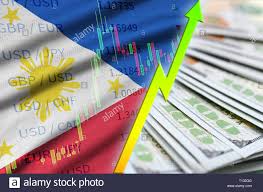 Philippines Flag And Chart Growing Us Dollar Position With A