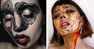 body art makeup artist uses faces as