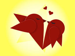 kissing birds vector art graphics