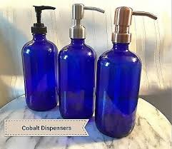 Hand Soap Dispenser Pump Blue Glass
