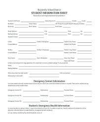 Student Information Template Free Printable For Address Book Sheet