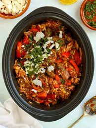 slow cooker lamb orzo stew with feta