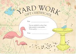 Download the gift certificate template in your desired format, edit, and sell them to your customers. Crafty Jenny Free Printables Gift Certificate Yard Work