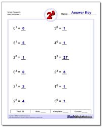 exponent worksheets