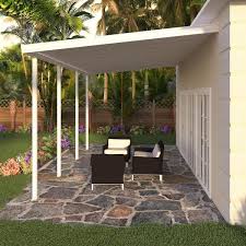 Integra 20 Ft X 10 Ft White Aluminum Attached Solid Patio Cover With 4 Posts 20 Lbs Live Load