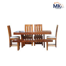 solid wood 6 seater dining with bench