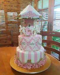 Pink Carousel Rainbow Cake gambar png