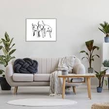Stupell Industries Dog Trio Outline Minimal Black White Pets Emma Ine Framed 30 In H X 24 In W Animals Print In Gray Ae 568 Gff 24x30