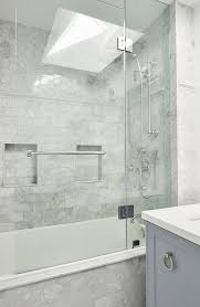 Gray Marble Subway Tiled Bathtub With