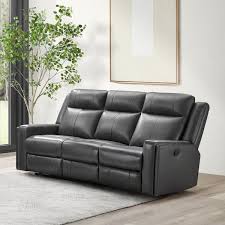 Grain Leather Manual Recliner Sofa
