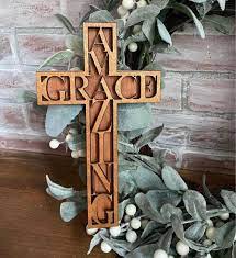 Buy Amazing Grace Wall Art Wood Cross