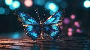 a blue erfly with a blurred background