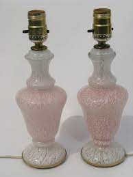 White Italian Art Glass Boudoir Lamps Pair