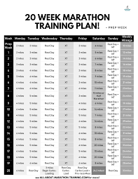 20 week marathon training schedule