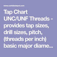 Tap Chart Unc Unf Threads Provides Tap Sizes Drill Sizes