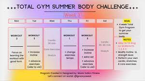 total gym 4 week summer body challenge