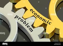 Economic Problem concept on the gearwheels Stock Photo - Alamy