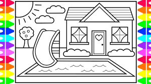 You can create meme chains of multiple images stacked vertically by adding new images with the below. How To Draw A Cute House With A Pool For Kids Cute House With A Pool Drawing And Coloring Page Youtube