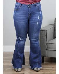 Plus Dark Wash Distressed Bell Bottom Jeans By Lucky