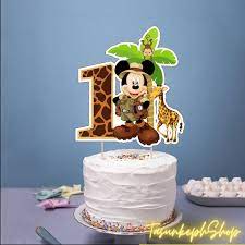 Safari Birthday Cake Safari Minnie Mouse Cake Topper Mickey Safari Cake  gambar png