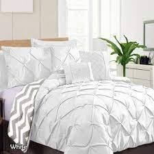 7 Piece Pinch Pleat Comforter Set White