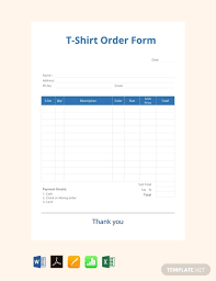 Free Blank T Shirt Order Form Template Pdf Word Excel