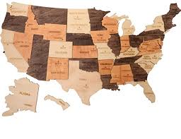 3d Wooden Usa Map Wall Art Purple