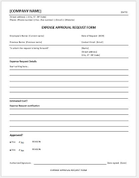 Expense Approval Request Forms Ms Word Word Excel Templates