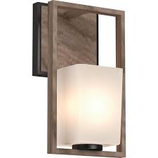 Volume Lighting Paxton 1 Light 6 In Pecan And Black Indoor Vanity Wall Sconce Or Wall Mount With Frosted Glass Tapered Shade 5561 87 The Home Depot