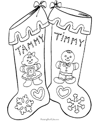 Gifts and candy fill a christmas stocking decorated with holly and berries. Free Christmas Stocking Coloring Pages 004