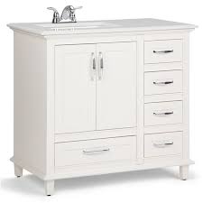 36 inch bathroom vanities are very popular among interior decor enthusiasts as they allow for an added aesthetic appeal to the overall vibe of a property. Simpli Home Ariana Left Offset Bath Vanity White Engineered Quartz Marble Top 36 In Axcvarw 36l Rona